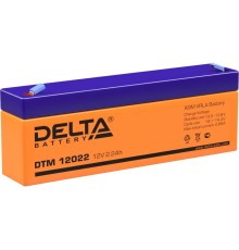 Батарея DELTA серия DTM, DTM 12022, напряжение 12В, емкость 2.2Ач (разряд 20 часов),  макс. ток разряда (5 сек.) 34.5А, макс. ток заряда 0.66А, свинцово-кислотная типа AGM, клеммы F1, ДxШxВ 178х35х61мм., вес 1кг., срок службы 6 лет./ Battery DELTA  series