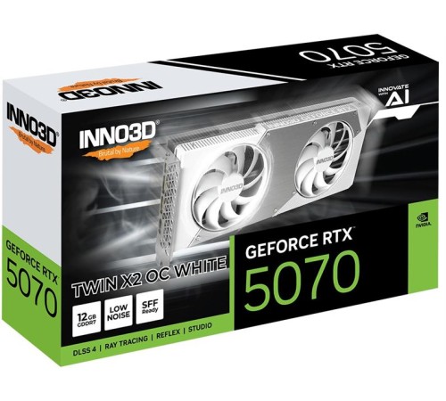 Видеокарта INNO3D RTX 5070 Twin X2 OC WHITE//RTX5070, HDMI, DP*3, 12G,D7