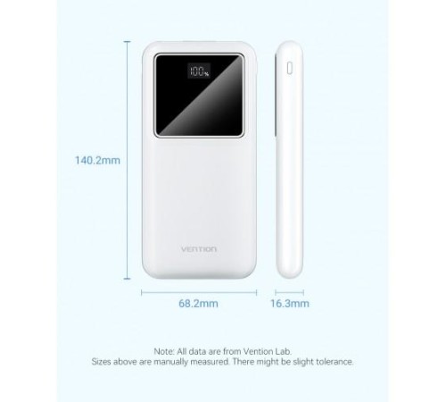 Power Bank Vention 10000mAh(M/C-A/A)22.5W Белый с LED Дисплеем Power Bank Vention 10000mAh(M/C-A/A)22.5W Белый с LED Дисплеем