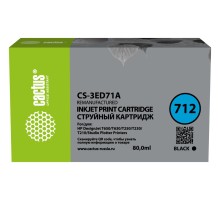 -/ Картридж струйный Cactus CS-3ED71A 712 черный (80мл) для HP DJ T230/630