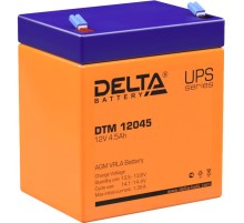 Батарея DELTA серия DTM, DTM 12045, напряжение 12В, емкость 4.5Ач (разряд 20 часов),  макс. ток разряда (5 сек.) 67.5А, макс. ток заряда 1.35А, свинцово-кислотная типа AGM, клеммы F1, ДxШxВ 90х70х101мм., вес 1.6кг., срок службы 6 лет./ Battery DELTA serie