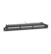 Патч-панель 19" (1U), 24 порта RJ-45, категория 6, экранированная Cabeus PL-24-Cat.6-SH-Dual IDC Патч-панель 19" (1U), 24 порта RJ-45, категория 6, полностью экранированная, с задним кабельным организатором