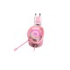 Гарнитура игровая проводная EH469 Pink (розовый), пара кошачьих ушек в комплекте, подсветка RGB, подключение USB, длина кабеля 2.4м