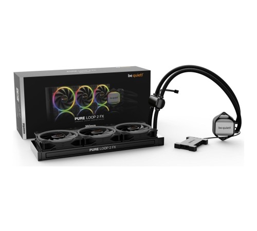 Водяное охлаждение для процессора/ Water Cooling System be quiet! PURE LOOP 2 FX 360mm (290W, 360mm, Black, ARGB/ Fans: 3x120mm, 52.3CFM, 34dBA, 2500RPM/ Pump 5500RPM, Rad thickness 27mm/ S: 1851, 1700, 1200, 20XX, 115X, AM5, AM4) Водяное охлаждение для процессора/ Water Cooling System be quiet! PURE LOOP 2 FX 360mm (290W, 360mm, Black, ARGB/ Fans: 3x120mm, 52.3CFM, 34dBA, 2500RPM/ Pump 5500RPM, Rad thickness 27mm/ S: 1851, 1700, 1200, 20XX, 115X, AM5, AM4)