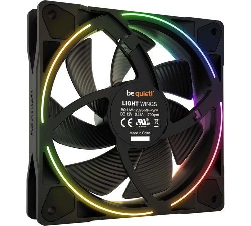 Кулер для корпуса/ Case Cooler be quiet! LIGHT WINGS 120mm PWM (120x120x25mm, 4-pin PWM, ARGB, 41.5CFM, 20.6dBA, 1700RPM, Black) Кулер для корпуса/ Case Cooler be quiet! LIGHT WINGS 120mm PWM (120x120x25mm, 4-pin PWM, ARGB, 41.5CFM, 20.6dBA, 1700RPM, Black)