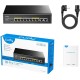 Коммутатор/ 8 RJ-45 10/100/1000M PSE ports +2 RJ45 10/100/1000 Uplink Port Unmanaged PoE+ Switch 120W, 802.3af/at standard,Alternative 1/2(+),3/6(-), Steel Case, Watchdog, 120W internal