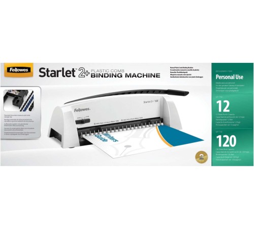Переплетчик Fellowes STARLET 2+ на пластиковую пружину, сшивает до 120 лст., перфорирует 12 лст. Переплетчик Fellowes STARLET 2+ Переплетчик Fellowes STARLET 2+ на пластиковую пружину, сшивает до 120 лст., перфорирует 12 лст. Переплетчик Fellowes STARLET 2+