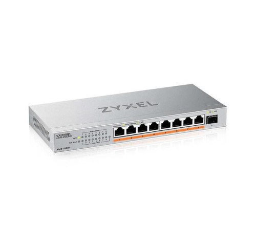Коммутатор Мультигигабитный PoE++ коммутатор Zyxel XMG-108HP, 8xRJ-45: 1/2.5G PoE++, 1xSFP+, настольный, бесшумный, бюджет PoE 100 Вт