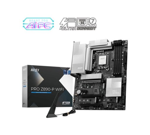 Материнская плата MSI PRO Z890-P WIFI/Z890/LGA1851/4DDR5/3PCI-Ex16/1PCI-Ex1/4M.2 /1USB4/1USB3.2 Gen2 X2/2USB