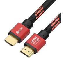 GCR Кабель PROF 1.5m HDMI 2.0, BICOLOR ECO Soft капрон, AL корпус красный, HDR 4:2:2, Ultra HD, 4K 60 fps 60Hz/5K*30Hz, 3D, AUDIO, 18.0 Гбит/с, 28AWG, GCR-54507