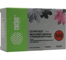 -/ Картридж струйный Cactus CS-PFI102Y желтый (130мл) для Canon IP iPF500/iPF600/iPF700/MFP M40/iPF765/