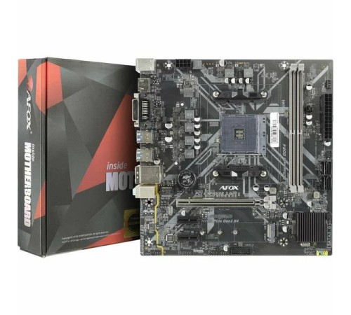 Материнская плата/ MB AFOX AMD B450 AM4, 2xDDR4(32GB), 1xPCIe 3.0x16, 2xPCIe x1, 1xHDMI, 1xD-Sub, 1xLAN(1GbE), 4xSATA, 1xM.2, 2xUSB 3.0, 4xUSB 2.0, mATX Материнская плата/ MB AFOX AMD B450 AM4, 2xDDR4(32GB), 1xPCIe 3.0x16, 2xPCIe x1, 1xHDMI, 1xD-Sub, 1xLAN(1GbE), 4xSATA, 1xM.2, 2xUSB 3.0, 4xUSB 2.0, mATX