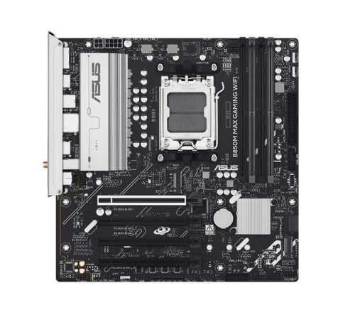 Материнская плата ASUS B850M MAX GAMING WIFI, AM5, B850, 4*DDR5,  4*SATA, 3*M.2, 5*USB 3.2, 2*USB 2.0, Type-C, 5*PCIx16, DP+HDMI, mATX; 90MB1LL0-M0EAY0