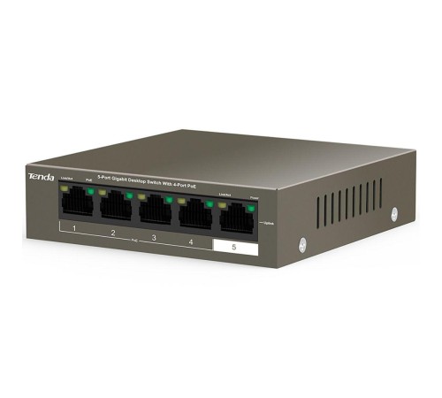 Коммутатор/ Tenda TEG1105P-4-63W   5-Port Gigabit Desktop Switch with 4-Port PoE