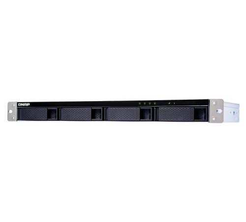 Полка расширения сетевого хранилища без дисков/ SMB QNAP TL-R400S SATA 6GB/s JBOD storage enclosure, 4-tray 3,5"/2,5" w/o HDD, 1 x SFF-8088, 1 PSU. Rackmount. W/o rail kit RAIL-B02