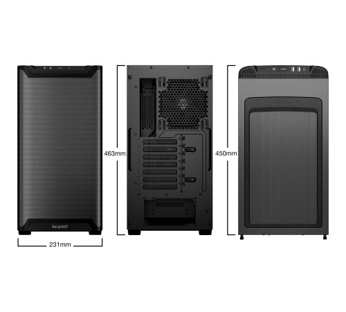 Корпус ПК без блока питания/ Case be quiet! PURE BASE 501 Airflow Window, Midi-Tower, TG, 2x140mm, 2xUSB-A 3.2, 1xUSB 3.2 Type-C, ATX, mATX, mITX Black