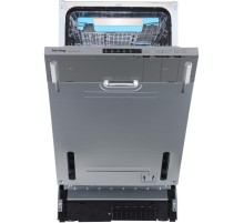 Встраиваемая посудомоечная машина Korting/ Полновстр., 45 см, 10 компл., слайдерное крепление двери для фасадов высоких кухонь, третья корзина для столовых приборов,  А++/A/A, Электронное управление, цифровой LED дисплей белого цвета Cold White, 5 програм