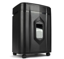 Уничтожитель документов ГЕЛЕОС АП23-4, DIN P-4 (4 ур-нь секр.), фрагмент 3,9х12мм, АВТОПОДАЧА 145 лист (70г/м2), пл.карты/скрепки/скобы, 23 литра