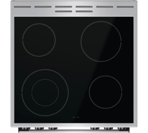 Плита GORENJE/ Тип плиты: электрическая, Тип варочной поверхности: стеклокерамическая, Цвет: нержавеющая сталь, Гриль: Есть, Ширина, см: 60