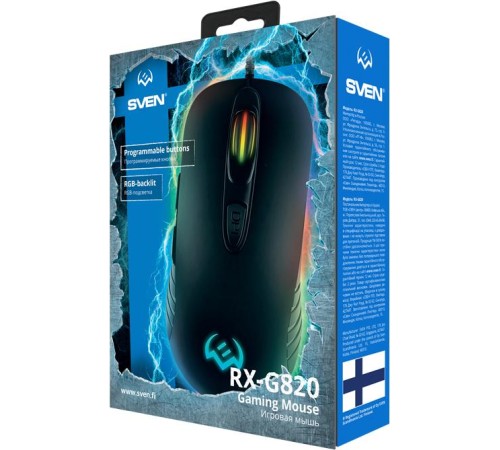 Игровая мышь SVEN RX-G820 (6+1кл. 200-4800 DPI. ПО. SoftTouch. RGB-подсветка. игров. упак) Игровая мышь SVEN RX-G820 (6+1кл. 200-4800 DPI. ПО. SoftTouch. RGB-подсветка. игров. упак)