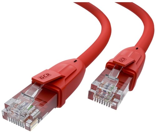 GCR Патч-корд прямой 5.0m UTP кат.6, красный, 24 AWG, литой, ethernet high speed, RJ45, T568B