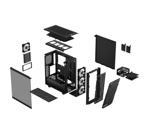 Корпус ПК без блока питания/ Case Fractal Design Meshify 2 Compact RGB TG Light Tint, Midi-Tower, 4x120mm RGB, 2xUSB-A 3.2 + 1xUSB 3.2 Type-C ATX, mATX, mITX Black