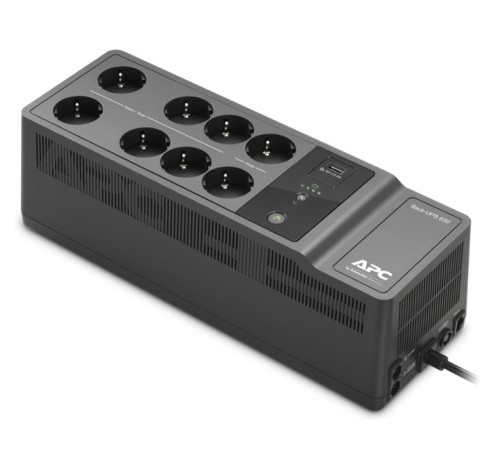 Источник бесперебойного питания для персональных компьютеров APC Back-UPS ES 650VA/400W, 230V, 8 Rus outlets (2 Surge & 6 batt.), USB, USB charge(type A), Data/DSL protection, 1 year warranty