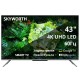 Телевизор ЖК 43'' Skyworth 43", Ultra HD, 250Nit, Google TV, DVB-T2/C/S2, 2.0 ch Sound 10W*2, 60Hz, 3 HDMI, 2 USB, Digital Audio Output, LAN, Composite output, CI, Выход для наушников, 2 Pole, безрамочный дизайн, 2025