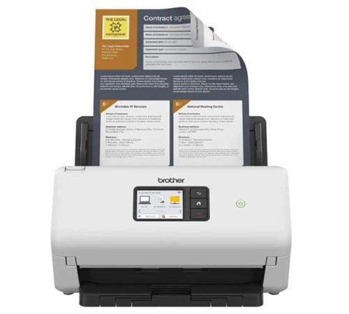 Сканер Brother Документ-сканер ADS-4500W, A4, 35 стр/мин, цветной, 1200 dpi, Duplex, ADF60, Wi-Fi, USB 3.0, LAN, Touch Screen 7,1 см, USB Host, Ex.ADS-2700W