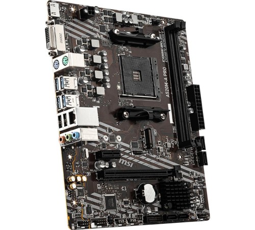Материнская плата/ MB MSI AMD A520 sAM4, 2xDDR4(64GB), DVI-D/HDMI 2.1, 1xPCIe 3.0x16, 1xPCIe 3.0, 1xLAN, 4xSATA 6Gb/s, 1xM.2, 4xUSB 3.2, 2xUSB 2.0, 1xPS/2, mATX Материнская плата/ MB MSI AMD A520 sAM4, 2xDDR4(64GB), DVI-D/HDMI 2.1, 1xPCIe 3.0x16, 1xPCIe 3.0, 1xLAN, 4xSATA 6Gb/s, 1xM.2, 4xUSB 3.2, 2xUSB 2.0, 1xPS/2, mATX