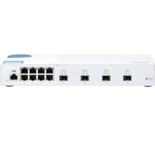 Коммутатор/ QNAP QSW-M408S 10 Gbps managed switch with 4 SFP + ports, 8 1 Gbps RJ-45 ports, bandwidth up to 96 Gbps, JumboFrame support.