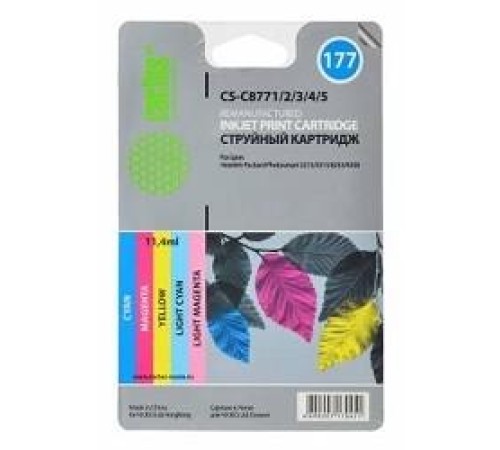 -/ Картридж струйный Cactus CS-C8771/2/3/4/5 №177 голубой/пурпурный/желтый/светло-голубой/светло-пурпур
