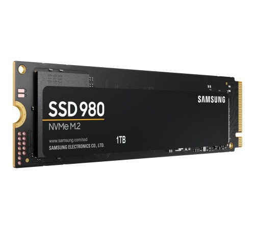 Твердотельные накопители/ Samsung SSD 980, 1000GB, M.2(22x80mm), NVMe 1.4, PCIe 3.0 x4, 3-bit MLC, R/W 3500/3000MB/s, IOPs 500 000/480 000, TBW 600, DWPD 0.33 (12 мес.)