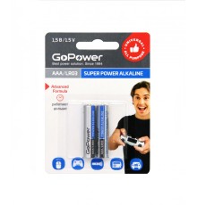 Батарейка AAA/ Батарейка GoPower LR03 AAA BL2 Alkaline 1.5V (2/24/480) блистер (2 шт.)