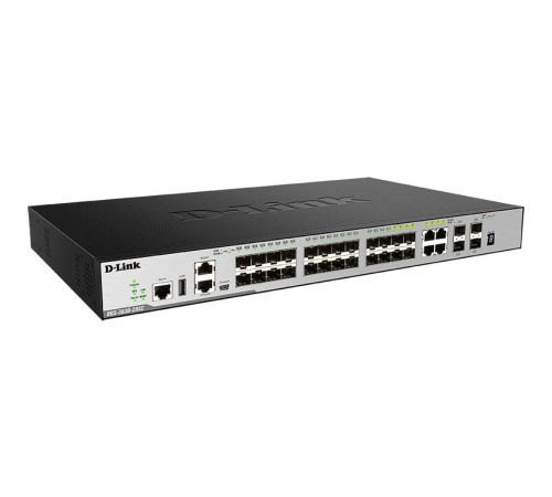 Коммутатор/ DGS-3630-28SC/A1ASI,DGS-3630-28SC/*SI Managed L3 Stackable Switch 20x1000Base-X SFP, 4x10GBase-X SFP+, 4xCombo 1000Base-T/SFP, Surge 6KV, CLI, 1000Base-T Management, RJ45 Console, mini-USB Console, USB, RPS, Alarm RJ-45, Dying Gasp, Standard I