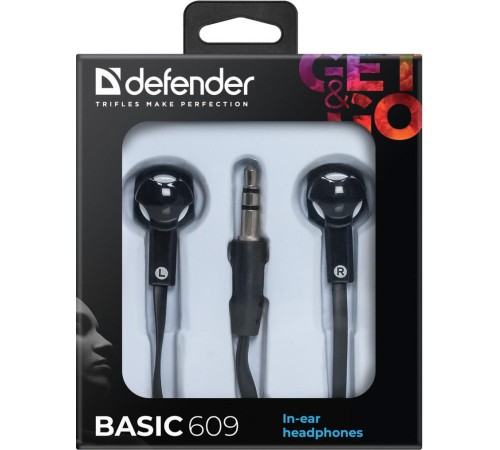 Defender Наушники вставки Basic 609 черный + белый