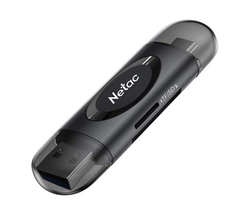 Кардридер  Netac card reader WK14, USB3.0+Type-C to mSD/SD, Black (repl. NT09WK14-30BK)