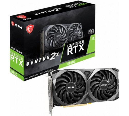 Видеокарта/ VGA MSI NVIDIA GeForce RTX 3060 VENTUS 2X 12G OC 12GB, GDDR6/192-bit, PCIe 4.0, 1xHDMI 2.1, 3xDP, 2.5-slot