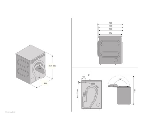 Сушильный автомат ASKO/ Арт. 742858 ПРОМО 85 х 59.5 х 76.9, тепловой насос, 10 кг, электронное управление, кнопочные переключатели, дисплей, 10 программ, белый цвет