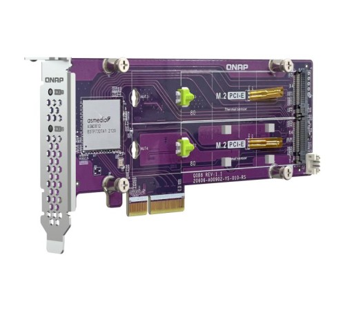 Адаптер QNAP QM2-2P-344A 2xM.2 22110\2280 PCIe (Gen3 x4) NVMe SSD, Low-profile and Full-height brackets incl Адаптер QNAP QM2-2P-344A 2xM.2 22110\2280 PCIe (Gen3 x4) NVMe SSD, Low-profile and Full-height brackets incl