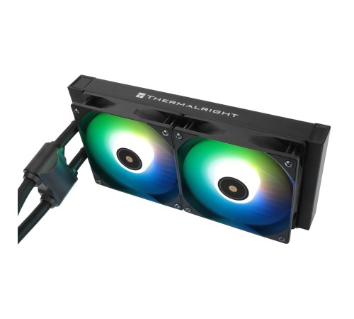 Водяное охлаждение для процессора/ Water Cooling System Thermalright Frozen Notte 240 Black Argb V2 (240mm, Black, ARGB/ Fans: 2x120mm, 72.37CFM, 27.7dBA, 2000RPM/ Pump height 54mm, 28dBA, 5300RPM, Rad thickness 27mm/ S: 1200, 1700, 1851, 2011, 2066, 115X