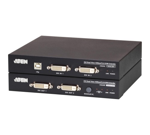 USB, DVI, КВМ-удлинитель c поддержкой Dual View и HDBaseT™ 2.0 (1920 x 1200  100 м)/ATEN/ DVI Dual View HDBase T2.0 KVM Extender
