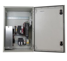 Коммутатор/ OSNOVO  Уличный L2+ коммутатор на 10 портов с термостабилизацией и резервным питанием на базе уличной станции OSNOVO OSP-46TB1, 8*10/100/1000Base-T с PoE (до 30W), 2*GE Combo, суммарно PoE до 240W, IP66, Сертификат Транспортной Безопасности