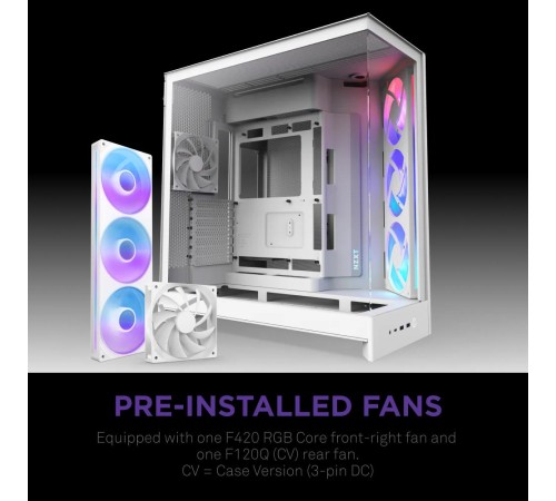 Корпус без блока питания/ Case NZXT H9 Flow RGB (2025), Midi-Tower, TG, 3x140mm RGB + 1x120mm, 2xUSB-A 3.2 + 1xUSB-C 3.2, E-ATX, ATX, mATX, mITX White