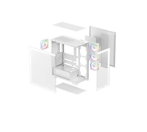 корпус Deepcool CG580 4F V2 WH без БП, боковое окно (панорама), 4x120mm ARGB PWM вентилятора, белый, ATX (R-CG580-WHADA4-G-2)
