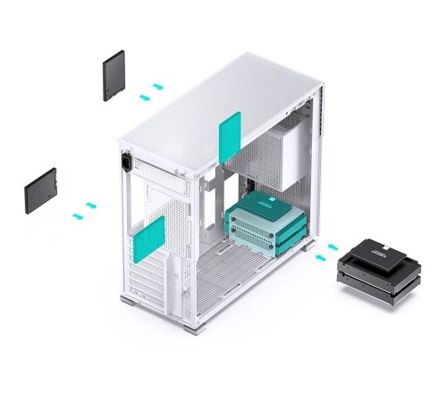 Корпус без блока питания/ Case JONSBO D41 MESH SCREEN, Midi-Tower, TG, no fan, 1xUSB-A 3.2 + 1xUSB-C 3.2, ATX, mATX White