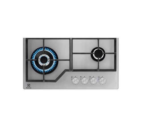Встраиваемые газовые панели ELECTROLUX/ Газовая варочная поверхность - газ на стекле, 2 чугунных держателя, газконтроль варочной поверхности, интегрированный автоподжиг варочной поверхности, конфорки: Конфорка ускоренного нагрева, средней мощности, Конфор