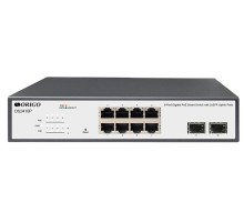 Коммутатор ORIGO Настраиваемый L2 PoE-коммутатор 8x1000Base-T PoE, 2x1000Base-X SFP, PoE-бюджет 120 Вт, комплект для установки в 19" стойку