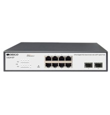Коммутатор ORIGO Настраиваемый L2 PoE-коммутатор 8x1000Base-T PoE, 2x1000Base-X SFP, PoE-бюджет 120 Вт, комплект для установки в 19" стойку