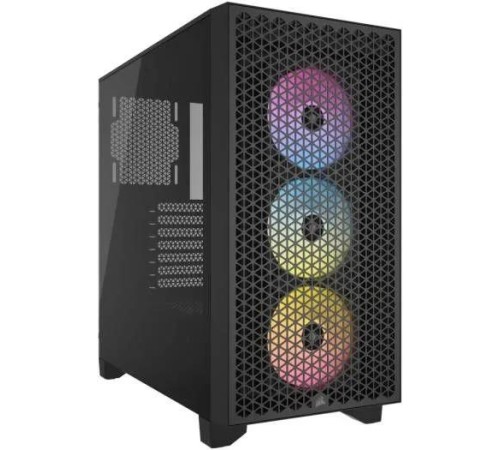 Корпус без блока питания/ Case Corsair 3000D RGB Airflow, Midi-Tower, TG, 3x120mm RGB, 2xUSB-A 3.2, E-ATX, ATX, mATX, mITX Black